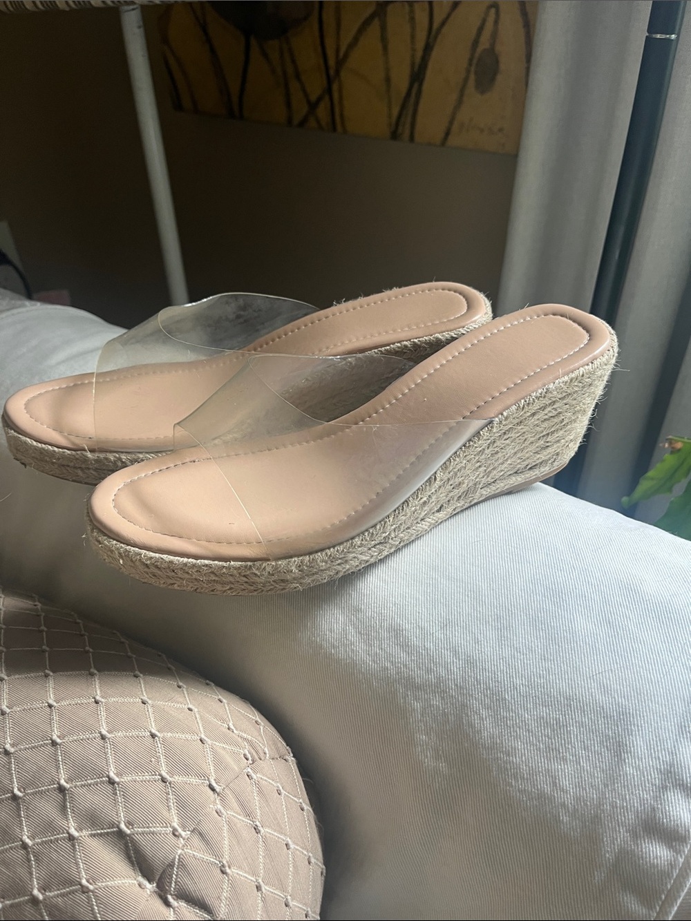 Wedges braided clear strap sz 10 (41) 10.5